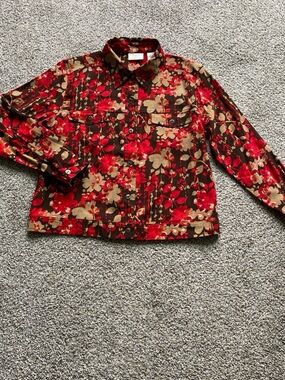 Baxter & Wells Women’s Red and Brown Button Up Floral Long Sleeve Top Size M